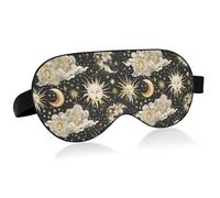 Gold Leaf Sun Moon Travel Essential Night Eye mask with Elastic Adjustable Band Blackout Skin Care Night Eye Cover Public Transportation