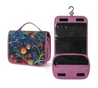 Gold Leaf Textures Abstract Geometric Travel Toiletry Bag for Women,Hanging Makeup Organizer with Hook for Shampoo