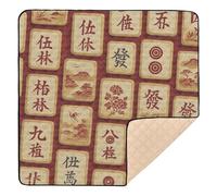 Gold Leaf Traditional Mahjong Soft Foam Baby Gym & Activity Mat for Indoor Outdoor Waterproof Padded Baby Mat for Babies Infants Toddlers, 50'' x 50''