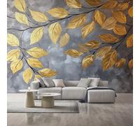 Gold Leaf Wallpaper, Oil Painting Modern Wall Mural for Living Room, Non-Woven Wall Paper for Bedroom 250X175cm, Photo Wallpaper Home Decor D29
