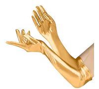 Gold Leather Long Gloves for Women - Halloween, Fancy Dress, 1920s, Catwoman Costume