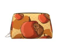 Gold Leather Makeup Bag - Cute little hamster Print Travel Cosmetic Bags with Zipper, Portable Toiletry Organizer for Daily Use, Gold, One Size
