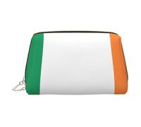 Gold Leather Makeup Bag - Irish Flag Print Travel Cosmetic Bags, Portable Toiletry Organizer, Zipper Pouch for Daily Use