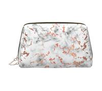 Gold Leather Makeup Bag - Marble Texture Copper Splatter Print Travel Cosmetic Bags for Women Zipper, Ideal Gifts for Travelers