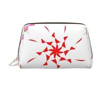 Gold Leather Makeup Bag - The budding and turning flower Print Travel Cosmetic Bags with Zipper, Portable Toiletry Organizer for Daily Use, Gold, One Size