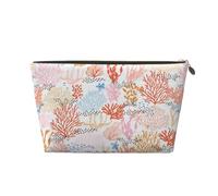 Gold Leather Travel Toiletry Bag - Reusable Coral Reef Print Storage Bag, Toiletry Shaving Kit for Daily Use, Vacation