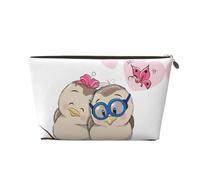 Gold Leather Travel Toiletry Bag - Reusable Love Birds Print Storage Bag, Toiletry Shaving Kit for Daily Use, Vacation