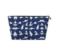 Gold Leather Travel Toiletry Bag - Spacious Various Sea Fish Pattern Cosmetic Makeup Accessories Organizer, Women's Purse with Zipper