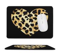 Gold Leopard Skin Heart Non-Slip Mouse Pads Rubber Base Mouse Mat for Desktop Home Office 7.9"x9.4"