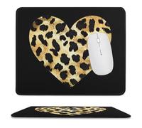 Gold Leopard Skin Heart Non-Slip Mouse Pads Rubber Base Mouse Mat for Desktop Home Office 9.8"x11.8"