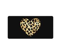 Gold Leopard Skin Heart Rectangular Non-Slip Mouse Pads Rubber Base Desk Mat for Home Office 30x60cm