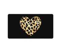 Gold Leopard Skin Heart Rectangular Non-Slip Mouse Pads Rubber Base Desk Mat for Home Office 40X75cm