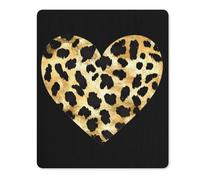 Gold Leopard Skin Heart Rectangular Non-Slip Mouse Pads Rubber Base Mouse Mat for Desktop Home Office 18 * 22cm