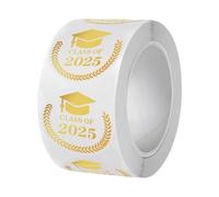 Gold Letter Graduation Stickers - 500 Count Self-Adhesive Round Seals, Fade-Resistant Waterproof Decals, Diploma Envelope Sticker | Party Decorations for Students Teachers School College