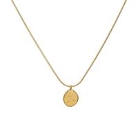 Gold Letter Pendant Necklace In Titanium Steel, Adjustable Chain 18.11 In, Round Pendant With Smooth Finish, 18K Gold Plated, Perfect For Women