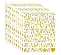 Gold Letter Stickers 10 Sheets - 960 Pcs Metallic Vinyl Numbers & Alphabet Letters for Scrapbooking, Cards, Crafts and Personalization