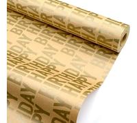 Gold Letters Kraft Paper Roll, 43cm*12m Happy Birthday Wrapping Paper