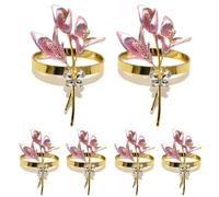 Gold Lily Napkin Rings Set of 6,Metal Napkin Ring Holders for Wedding Party Holiday Banquet Christmas Dinner Delicate Serviette Buckles Decor Favor (Lily-Pink)