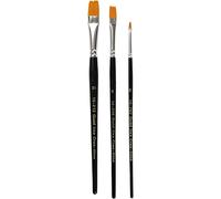 Gold Line Acrylic Brush Set, size 2+8+12 , W: 3+9+12 mm, flat, 3asstd