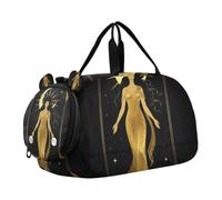 Gold Line Empress Tarot Moon Star Kids Duffel Bag with Shoes Compartment Lightweight Overnight Weekender Carry On Travel Bag for Travel, Sports, Fitness & Workout