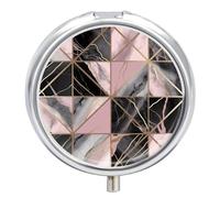 Gold Line Pattern Style Pill Box Cute Round Pill Case Portable Medicine Tablet Vitamin Holder Organizer for Purse Pocket