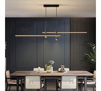 Gold Linear LED Pendant Light for Kitchen Island Dimmable Modern Chandelier Ceiling Fixture Stylish Lighting Decor for Dining Table and Home Interior