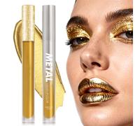 Gold lip gloss, gold eyeshadow, two-in-one set, matte glitter