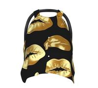 Gold Lips Baby Car Seat Canopy Cover, Multi Use Breathable Nursing Breastfeeding Covers for Mom Soft Stroller Sun Shade Newborn Shower Gift