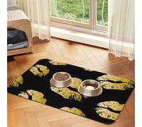 Gold Lips print Cats Pet Bowl Placemat Pet Feeding Mats for Dogs, Non-Slip PU Leather Tablecloth for Pets
