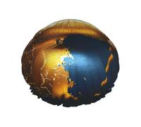Gold Lips Print Shower Cap for Women Men, Reusable Double-Layer Fabric Bathing Cap Girls Hair Caps, 27 CM