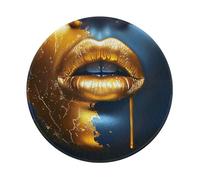 Gold Lips Printed Gaming Mouse Pad 4 PCS, Round Non-Slip Rubber Base Laptop Mousepad Desk Mat for Gamer, Office, Home