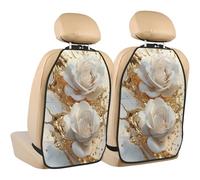 Gold Liquid Around Two White Roses Car Seat Back Kick Protectors,2 Pack Kick Mats With Storage Pockets For Vehicles To Protect From Dirt Mud Scratches