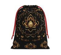 Gold Lotus Flowers Print Multi-Functional Drawstring Reusable Gift Pouch Daily Storage All Occasions Use