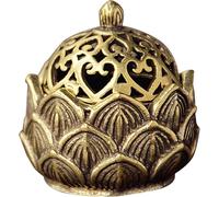 Gold Lotus Incense Burner Vintage Flower Incense Holder Incense Cone Burner for Home Fragrance Decoration（2.9 * 3cm）