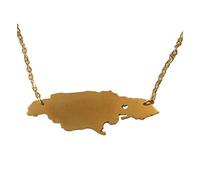 Gold Love Jamaica Heart Map Country Necklace Pendant Chain 45cm Chain UK Seller