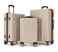 (Gold) Luggage Set 3 Pcs Hard Shell ABS Suitcases TSA Lock Lightweight Spinner Wheels