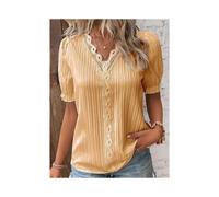 (Gold, M) Elegant Blouse White Shirt Lace Summer Fashion Pullover Top Office Lady Shirt Ropa Mujer Primavera Verano Blusas Femeninas