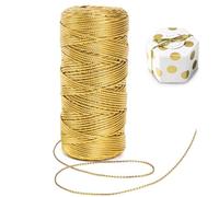 Gold Macrame Cord,100M 1.5mm 16-Strand Metallic Thread for Wedding Decor,Gift Wrapping & Crafts | Flat Hollow Gold String with Spool (Non-Elastic)