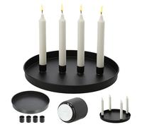 Gold Magnet Magnetic Taper Candle Holder Metal Black Round Diameter 25 x 3 cm 4 Candle Holder Candle Tray Taper Candles (1 x Taper Candle Holder Diameter 25 cm Black)