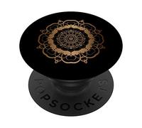 Gold Mandala on Black Background Phone Popper PopSockets PopGrip: Swappable Grip for Phones & Tablets