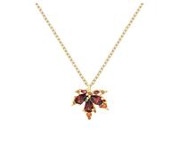 Gold Maple Leaves Necklace Forever Zircon Encrusted Chain Pendant With Collarbone Ladies Small Necklaces (Gold, One Size)