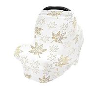 Gold Maple Plant Leaves Outlines Pattern Car Seat Covers for Babies Breathable Breastfeeding Cover Stretchy & Soft High Chair Cover Multi-use Cover