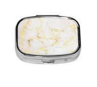 Gold Marble Blank Modern Elegant,Meta Pill Box 2 Compartment Medicine Case,Portable Organizer,Rectangle Meta Portable Organizer Pill Box 1117 Compartment Medicine Case