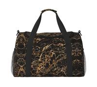 Gold marble Hand Travel Bag - Large Reusable Shopping Tote Bag, Perfect for Outdoor Activities, Sports, Camping & Groceries, Black, One Size