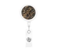 Gold Marble Print Badge Reel Retractable Badge Holder Cute Badge Clip Id Card Holders for Men Women
