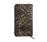Gold marble Print Leather Long Clutch Wallet – Fashionable Personalized Wallet, Multiple Card Slots, Gift Ready, Black, One Size