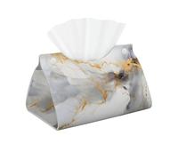 Gold Marble Print Tissue Box Cover PU Leather Tissue Box Case, Decor Facial Tissue Holder Box Napkin Paper Holder Case for Living Room Desk Car Office