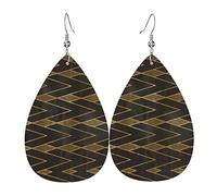 Gold Marble Sea Waves Leather Earrings For Women Dangle Earring Drop Pendant With Hook Gifts For Adult Girl