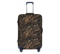 Gold Marble Suitcase Cover Elastic Washable Luggage Cover Scratch Protector Multiple Sizes, White, Large