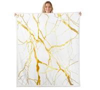 Gold Marble Texture Fleece Flannel Blanket,Modern Luxury Style Bed Sofa Couch Blanket,Baby 30"x40",Minimalist Art Golden Lines Fuzzy Soft Fleece Throw Blankets